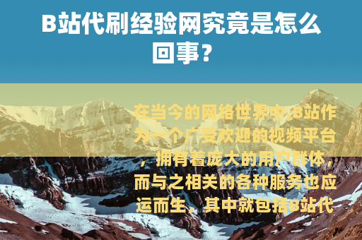 B站代刷经验网究竟是怎么回事？