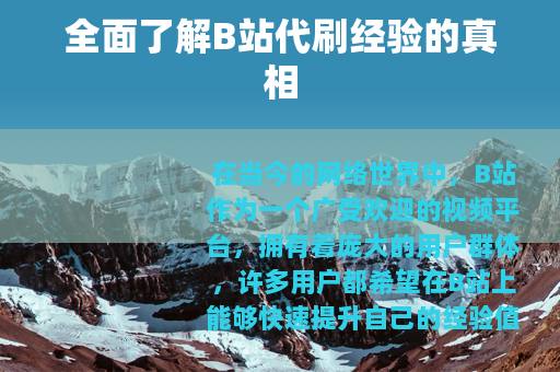 全面了解B站代刷经验的真相