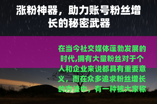 涨粉神器，助力账号粉丝增长的秘密武器