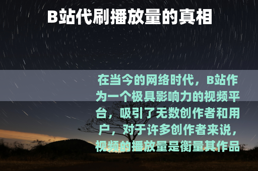 B站代刷播放量的真相