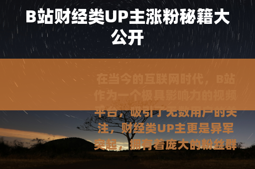 B站财经类UP主涨粉秘籍大公开