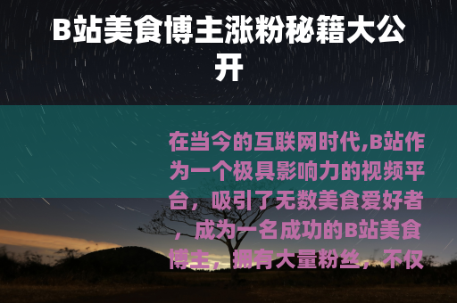B站美食博主涨粉秘籍大公开