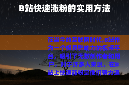 B站快速涨粉的实用方法