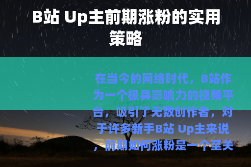 B站 Up主前期涨粉的实用策略