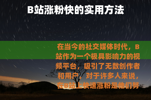 B站涨粉快的实用方法