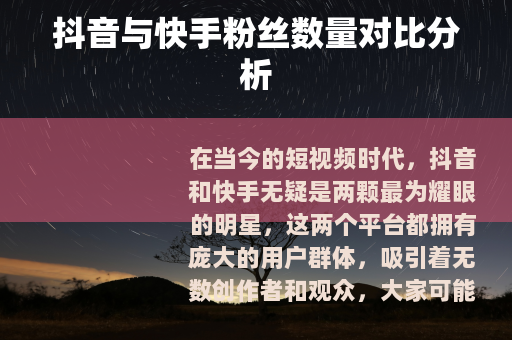 抖音与快手粉丝数量对比分析