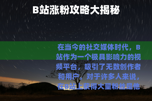 B站涨粉攻略大揭秘