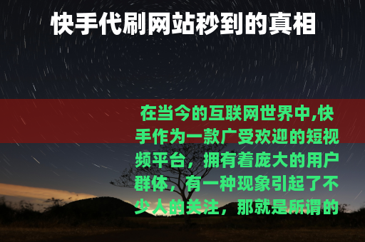 快手代刷网站秒到的真相