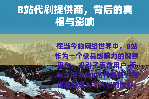 B站代刷提供商，背后的真相与影响