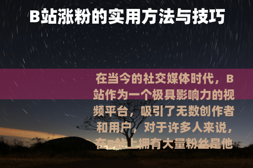 B站涨粉的实用方法与技巧