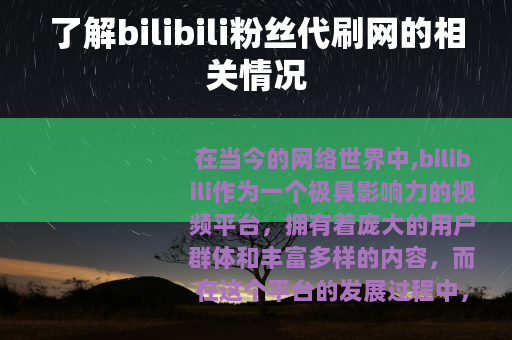 了解bilibili粉丝代刷网的相关情况
