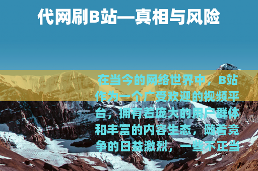代网刷B站—真相与风险