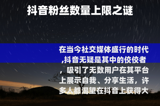 抖音粉丝数量上限之谜