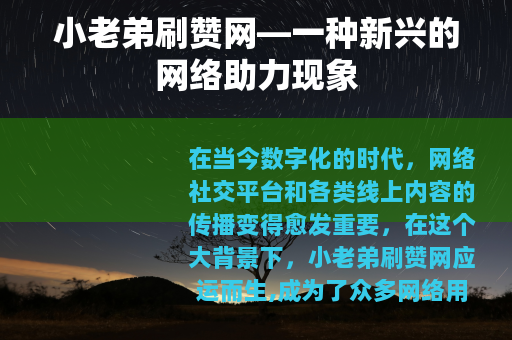 小老弟刷赞网—一种新兴的网络助力现象