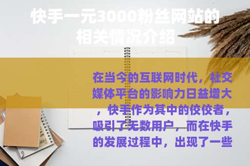 快手一元3000粉丝网站的相关情况介绍