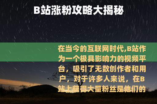 B站涨粉攻略大揭秘