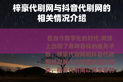 梓豪代刷网与抖音代刷网的相关情况介绍