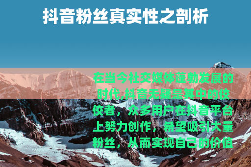 抖音粉丝真实性之剖析