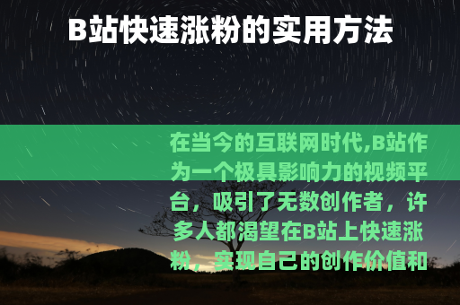 B站快速涨粉的实用方法