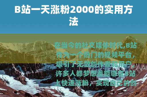B站一天涨粉2000的实用方法