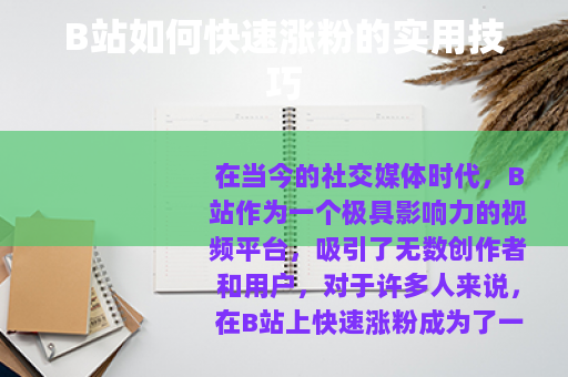 B站如何快速涨粉的实用技巧