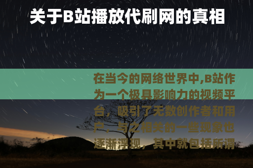 关于B站播放代刷网的真相