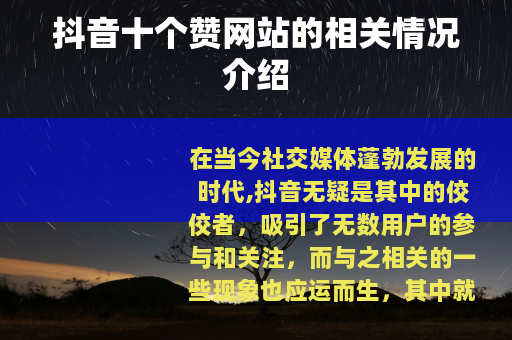 抖音十个赞网站的相关情况介绍