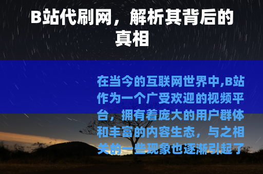B站代刷网，解析其背后的真相
