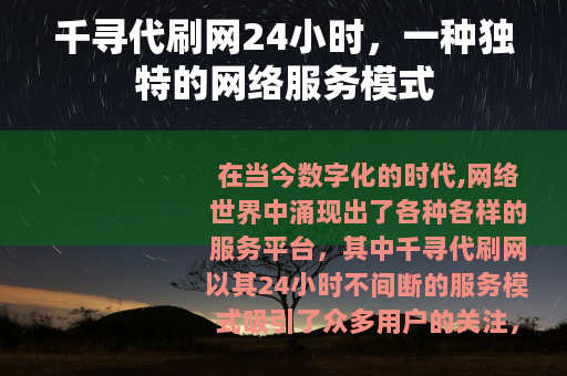 千寻代刷网24小时，一种独特的网络服务模式