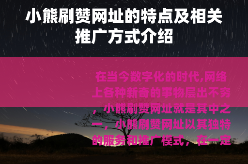 小熊刷赞网址的特点及相关推广方式介绍