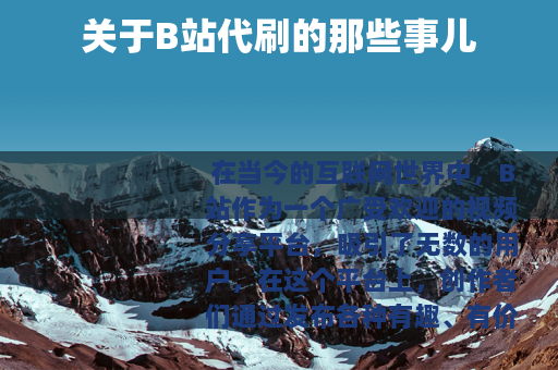 关于B站代刷的那些事儿