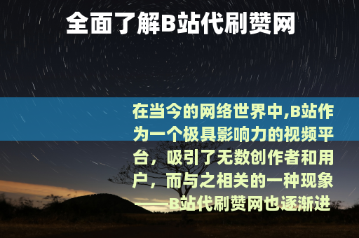 全面了解B站代刷赞网
