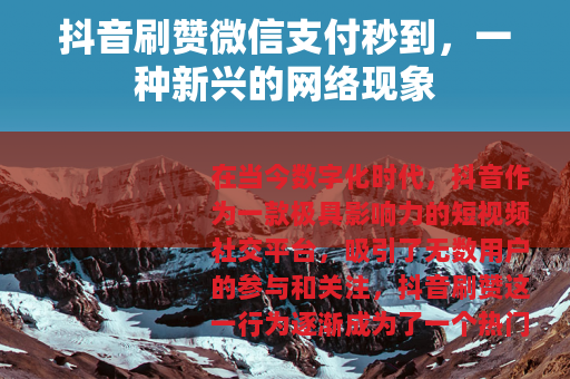 抖音刷赞微信支付秒到，一种新兴的网络现象