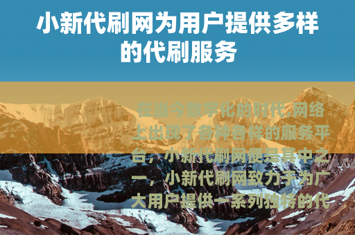 小新代刷网为用户提供多样的代刷服务