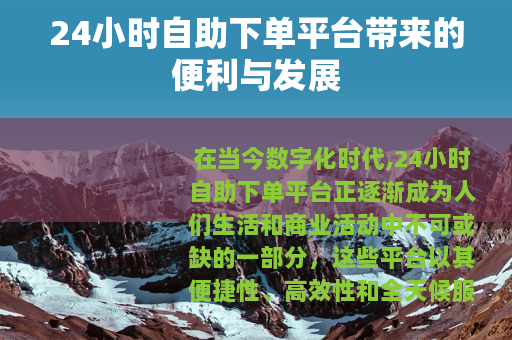 24小时自助下单平台带来的便利与发展