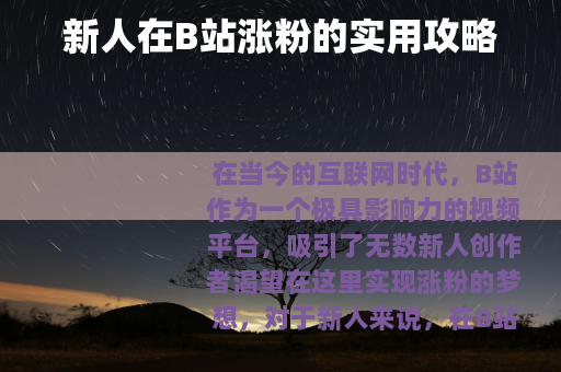 新人在B站涨粉的实用攻略