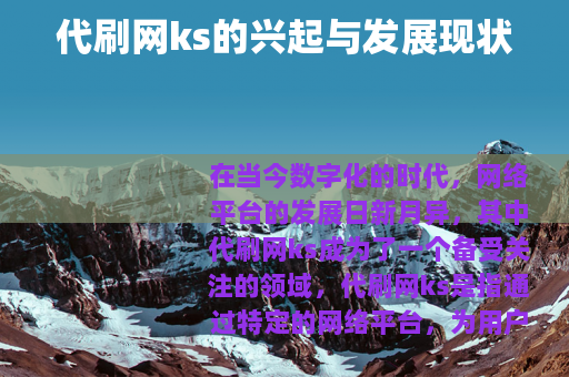 代刷网ks的兴起与发展现状