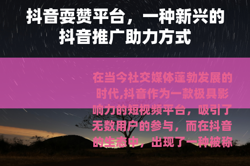 抖音耍赞平台，一种新兴的抖音推广助力方式