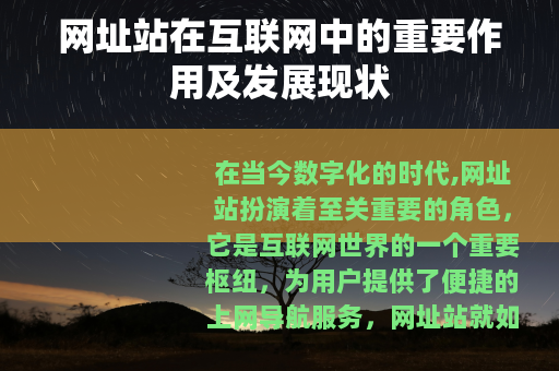 网址站在互联网中的重要作用及发展现状