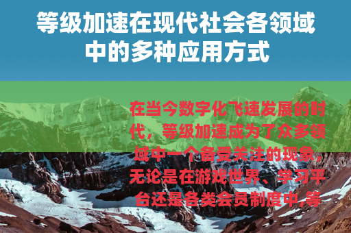 等级加速在现代社会各领域中的多种应用方式