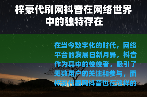 梓豪代刷网抖音在网络世界中的独特存在