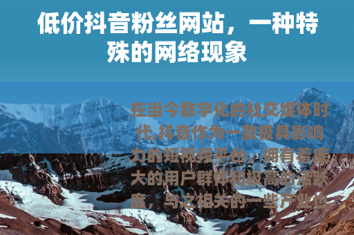 低价抖音粉丝网站，一种特殊的网络现象