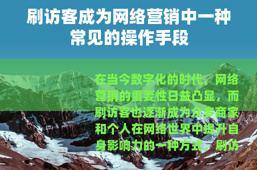 刷访客成为网络营销中一种常见的操作手段