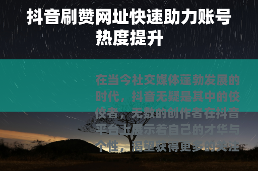 抖音刷赞网址快速助力账号热度提升