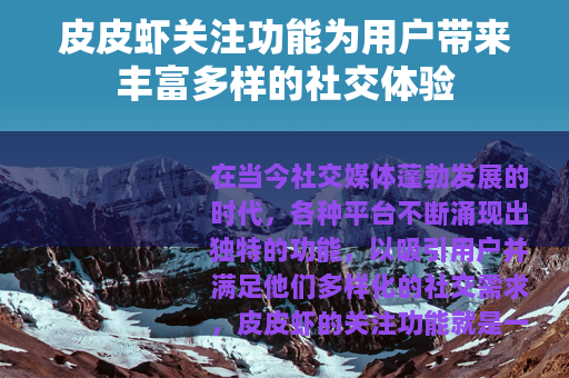 皮皮虾关注功能为用户带来丰富多样的社交体验