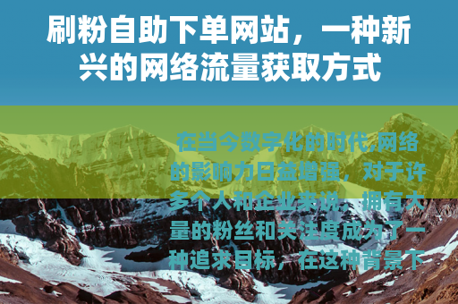 刷粉自助下单网站，一种新兴的网络流量获取方式