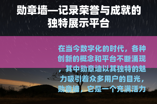 勋章墙—记录荣誉与成就的独特展示平台