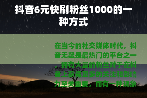 抖音6元快刷粉丝1000的一种方式