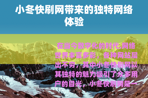 小冬快刷网带来的独特网络体验