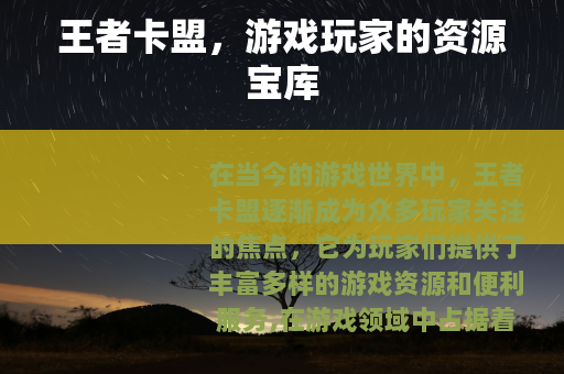 王者卡盟，游戏玩家的资源宝库